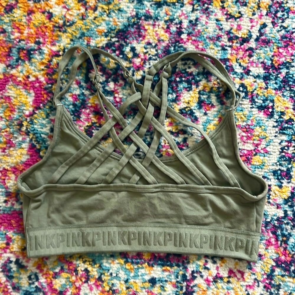 VS Pink Olive Green Sports Bra